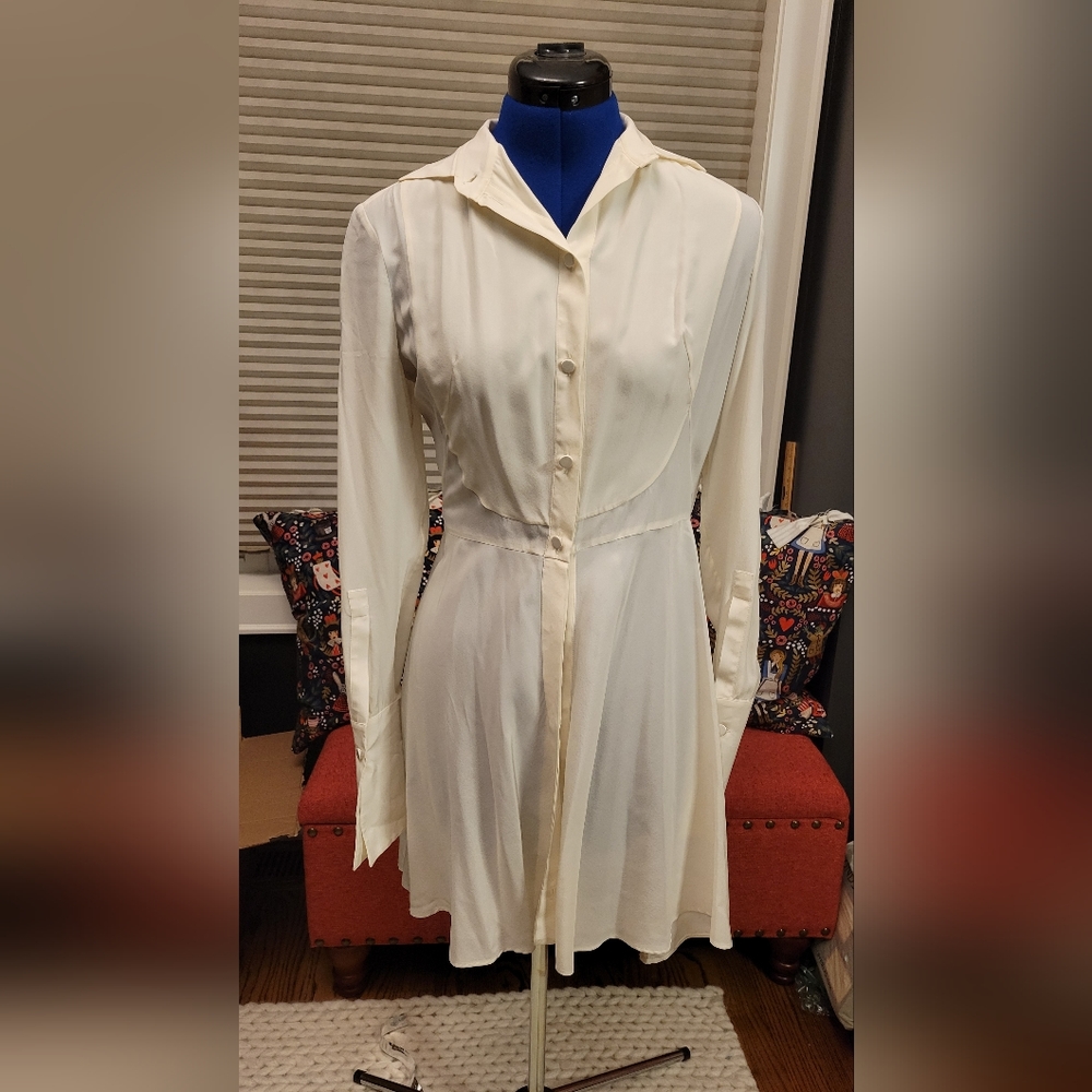 Silk 2016 Alexander McQueen Tuxedo Shirt Dress size 38